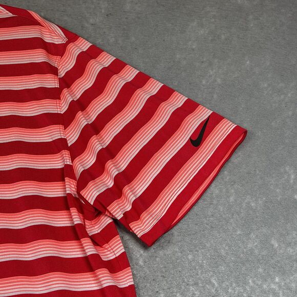 Nike Dri Fit Performance Golf Shirt Men’s XXL Standard Fit Stripes Red Pink 2XL - Picture 3 of 11